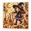Pintura de pérolas personalizada de Halloween transfronteiriça, pintura de pérolas da série bruxa, pintura de diamantes de pontos, kit de artesanato DIY