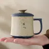 Nueva taza de agua de cerámica color rojo sílex con tapa, taza personal para oficina, taza de té, juego en caja de regalo para clientes
