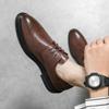 Zapatos Brogue de Cuero Transfronterizos para Hombre en Verano Transpirables Estilo Coreano Business Casual Calado Traje Padrinos de Boda Zapatos de Novio para Boda