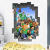 Meu mundo Minecraft run away estéreo 3D pessoa pequena minerando autoadesivo à prova d'água adesivo de parede para quarto de criança