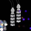 Pendientes de borla de circonita con forma de gota de agua de industria pesada de tendencia europea y americana, pendientes de temperamento exquisitos de lujo ligeros con aguja de plata s925