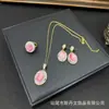 Nuevo Collar Anillo Pendientes con Incrustaciones de Concha de Abulón Diamantes Checos Personalizado Joyería Artesanal de Alta Gama Venta al por Mayor