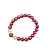 Pulsera de Loto Arena Dorada Púrpura Natural de Alto Contenido Estilo Influencer, Pulsera de Loto Rojo Cinabrio, Calcedonia al por Mayor