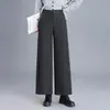 Pantalones de lana de pierna ancha a la moda para mujer, nueva colección otoño/invierno 2026, de cintura alta, corte holgado, adelgazantes, con caída, versátiles, pantalones rectos de nueve puntos
