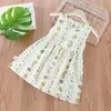 Vestido de Praia Floral Princesa Infantil Algodão Seda 2026 Verão Novo Vestido Regata para Bebê Roupa para Ar Condicionado de Casa