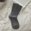 Meias de Lã com Bolinhas Estilo Japonês para Mulheres, Outono e Inverno, Forradas com Fleece, Espessas, Quentes Meias de Dormir Largas, Meias para Botas Birkenstock de Cano Médio