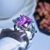 Live Supply Super Flash Princess Square Ring Rosa Zircon Oito Coração Oito Setas Simulação Mosan Diamond Abertura Anel Feminino