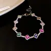 Pulseira com fecho de flor redonda de zircônia, luxo leve, alta qualidade, pulseira requintada com design estiloso, versátil e fashion, atacado