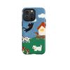 Funda de Teléfono de Dibujos Animados Estilo Vaquero con Bloques de Color de Comercio Exterior para Apple 16 Pro, Adecuada para el Nuevo Modelo 17E, Funda con Película Magnética Dos en Uno
