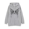 Suéter con Cremallera Estampado de Mariposas Huecas de Personalidad 2022 Cárdigan Casual de Talla Grande Chaqueta Sudadera con Capucha de Forro Polar para Otoño e Invierno