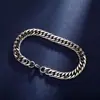 Pulsera Minimalista de Acero Inoxidable Cadena Cubana Lisa 8mm de Ancho Estilo Hip-Hop Streetwear Unisex Modelo Básico