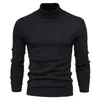 Suéter informal de otoño e invierno para hombre, jersey de color liso, cuello alto, informal, de comercio exterior, con borde cruzado