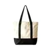 Bolsas de lona personalizadas con bloques de color para eventos corporativos, ferias comerciales, regalos promocionales, bolsas de compras y campañas de reclutamiento en campus.