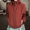 Jaqueta com Capuz de Cor Sólida para Mulheres, Novo Produto de Outono, Casaco Curto Simples Casual Solto, Jaqueta Corta-vento