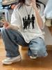 Estilo Frio Camiseta de Manga Curta Algodão Puro Linda Blusinha Estampada Roupas Femininas Estilo Europeu e Americano Estilo Japonês Solto Estilo Preguiçoso