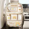 Bolsa de almacenamiento para asiento de coche, mesa de almacenamiento plegable estilo caricatura para montar en el coche, bolsa colgante multifuncional, protector anti-patadas para coche