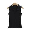 Chaleco Deportivo Casual de Color Sólido con Cuello Polo para Mujer Estilo Europeo y Americano Verano Ropa Exterior Delgada Corta para Usar Debajo Top sin Mangas