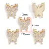Nuevo Colgante de Mariposa con Incrustaciones de Diamantes Dorados Aleación KC para Pulsera, Llavero, Collar, Pendiente Decoración Colgante W686