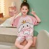 Pijamas coreanos para meninas, algodão puro, verão, pais e filhos, fino, manga curta, fofo, menina, Cunda, crianças, mãe e filha, roupas para casa