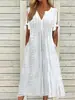 Moda Femenina Europea y Americana Primavera/Verano 2026 Amazon Vestido de Mujer Cuello en V Encaje Volante Cintura Alta Adelgazante Estilo Europeo y Americano