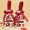 Acompanhamento de Casamento Estilo Chinês Nova Sacola de Doces para Casamento Portátil Dobrável Sacola de Tecido Grátis Doce