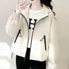 Chamarra con capucha para mujer, estilo nuevo primavera y otoño 2026, chamarra corta versátil casual tipo workwear para personas petite