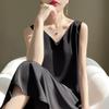 Falda Sexy de Tirantes Ajustada a la Cintura para Mujer Nueva Falda Larga de Verano Largo Medio Seda Helada Cuello en V Falda 2025 por Encima de la Rodilla Vestido