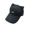 Gorra de Béisbol Suave con Bordado de Letras Estilo Coreano y Orejas de Gato para Mujer, Nueva Versátil Casual para Circunferencia de Cabeza Grande, Visera de Pico Delgado para Adelgazar la Cara