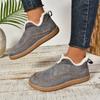Zapatos peludos de plataforma europea y americana para mujer 2024 Invierno Nuevo Ropa exterior Boca poco profunda Cálidos Con forro polar Zapatos de algodón casuales de moda