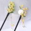 Horquilla de osmanthus accesorios para el cabello de estilo antiguo flor de acetato borla de perlas horquilla paso a paso palillos para moño adorno para el cabello de madera adorno para la cabeza Hanfu