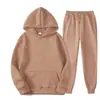 Conjunto de Moda de Color Sólido para Hombre Estilo Primavera y Otoño con Sudadera con Capucha Conjunto con Forro de Terciopelo Informal Deportivo de Moda Conjunto de Dos Piezas
