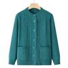 Cárdigan de Punto Suelto de Otoño a la Moda para Madre Ropa Exterior Chaqueta de Manga Larga para Mediana Edad Top Suéter Rojo para Ancianos
