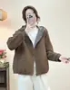 Chamarra Corta con Capucha Acolchada Diamante para Mujer 2026 Otoño Nuevo Estilo Coreano Holgada Casual Acolchada Reversible Top Reversible