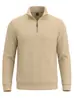 Estación Independiente Transfronterizo Hombres Primavera y Otoño Textura de Sarga Media Cremallera Cuello Alto Manga Larga Superior Sudadera con Capucha Casual Americano