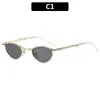 Nuevas gafas de sol ovaladas metálicas plegables con incrustaciones de diamantes, moda europea y americana, viajes al aire libre, fotografía callejera, protección solar, gafas de sol transfronterizas