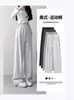 Pantalones de Chándal Grises Estilo Americano Primavera y Otoño 2025 Rectos Sueltos Nuevos Versátiles Adelgazantes de Cintura Alta Casuales de Pierna Ancha