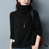 Camiseta básica de cuello alto para mujer 2024 nueva otoño e invierno versión coreana de camiseta holgada de manga larga con forro polar cálida personalidad marea