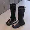 Botas de Cano Alto Femininas com Pelúcia Botas Longas Moda Outono/Inverno Novidades Botas Martin Bebê Botas de Couro Princesa Botas de Equitação Infantil