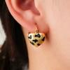 Nuevo Pendiente de Hebilla de Oreja Amor Dorado Estampado Leopardo Sentido de Lujo Ligero Diseño Nicho Mate Simple Exquisito Moda Pendientes de Alto Sentido