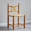 Silla de Comedor de Madera Maciza y Ratán Vintage de Diseñador Estilo Retro Francés Silla de Escritorio de Ratán Silla de Ocio para Casa de Huéspedes Cafetería
