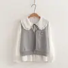 Conjunto de Dos Piezas para Mujer Estilo Universitario Japonés Otoño 2026 Chaleco de Oso Abeja de Dibujos Animados + Camisa Tie-Dye 26055