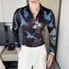 Nova camisa masculina da moda manga longa camisa estampada da moda slim polegada vestuário versão de coleta de fornecimento transfronteiriça-P5X20