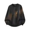 Moletom Masculino Pesado para Outono e Primavera com Estampa de Letras, Gola Redonda, Tamanho Grande, Corte Solto, Moderno, Versátil, Peça para Casal, Forrado com Fleece