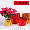 Saco de Cobertura para Vaso de Flores Dourado Ano Laranja Tecido Dourado Flores de Ano Novo Cobertura para Vaso de Flores de Natal Cobertura para Vaso de Plantas Verdes Abertura Festival