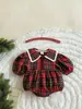 Ropa Nueva Estilo Coreano para Bebés y Niños Pequeños para Niñas Navidad y Año Nuevo Vestido de Cuadros Rojos Traje de Gateo de Princesa