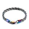 Joias de aço titânio europeias e americanas corrente torcida bicolor ouro 18K pulseira de aço inoxidável unissex pulseira vendas diretas da fábrica