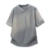 Nova Camiseta de Malha Masculina de Manga Curta com Decote V Cor Sólida Estilo Old Money 2026 Verão com Toque de Luxo, Caimento Solto, Blusa Tendência Plus Size