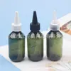 Botella Verde Oscuro de 100 ml con Tapa Puntiaguda, Botella PET de Cuello Fino, Botella Gotero de 100 ml con Tapa Puntiaguda, Botella para Agua y Loción con Tapa Puntiaguda