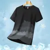 Camiseta de manga corta de seda helada de color degradado, productos de Fujian, camiseta fina y transpirable de verano para hombre, top deportivo transpirable con sensación de frescura