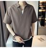 Camisa Polo de Manga Corta con Cuello de Solapa Estilo Niche de Verano 2026 para Hombre, Color Sólido, Sencilla, Holgada, Moderna, Ligera, Top Versátil
